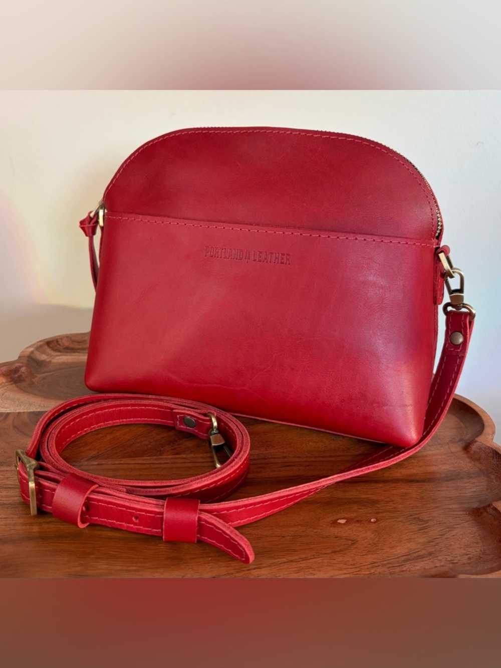 Portland Leather Eclipse Ruby Red Crossbody NWOT - image 2